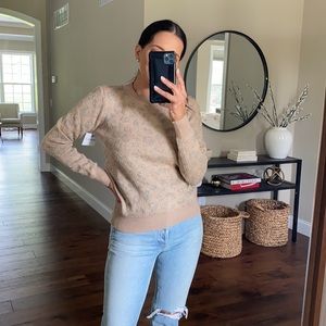 Tan Leopard Print Crewneck Sweater